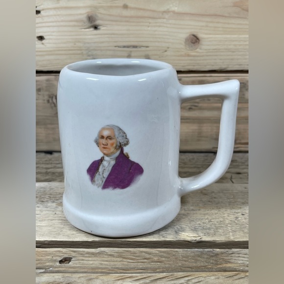 George Washington Mug 5” Mt Vernon Virginia White Purple President Portrait Cup - Picture 1 of 11